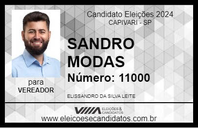 Candidato SANDRO MODAS 2024 - CAPIVARI - Eleições