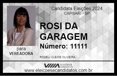 Candidato ROSI DA GARAGEM 2024 - CAPIVARI - Eleições