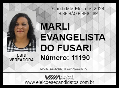 Candidato MARLI EVANGELISTA DO FUSARI 2024 - RIBEIRÃO PIRES - Eleições