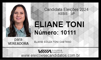 Candidato ELIANE TONI 2024 - ASSIS - Eleições