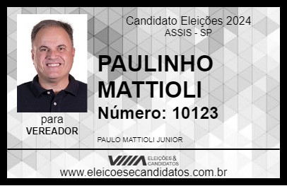 Candidato PAULINHO MATTIOLI 2024 - ASSIS - Eleições