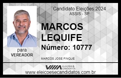 Candidato MARCOS LEQUIPE 2024 - ASSIS - Eleições