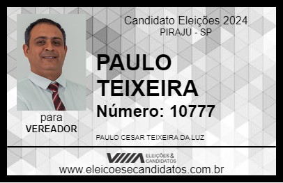 Candidato PAULO TEIXEIRA 2024 - PIRAJU - Eleições