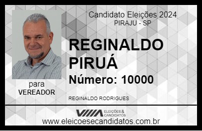 Candidato REGINALDO PIRUÁ 2024 - PIRAJU - Eleições