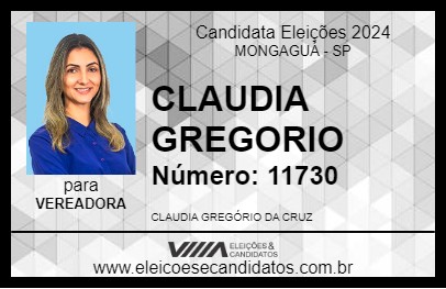 Candidato CLAUDIA GREGORIO 2024 - MONGAGUÁ - Eleições