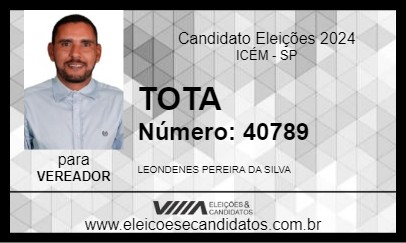 Candidato TOTA 2024 - ICÉM - Eleições