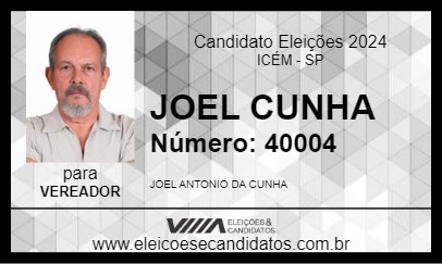 Candidato JOEL CUNHA 2024 - ICÉM - Eleições