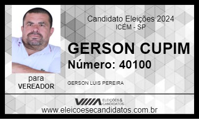 Candidato GERSON CUPIM 2024 - ICÉM - Eleições