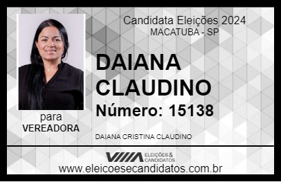 Candidato DAIANA CLAUDINO 2024 - MACATUBA - Eleições