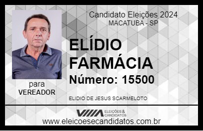 Candidato ELÍDIO FARMÁCIA 2024 - MACATUBA - Eleições