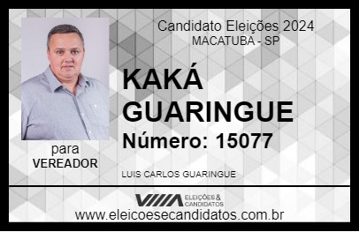 Candidato KAKÁ GUARINGUE 2024 - MACATUBA - Eleições