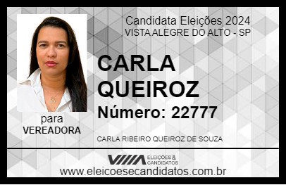 Candidato CARLA QUEIROZ 2024 - VISTA ALEGRE DO ALTO - Eleições