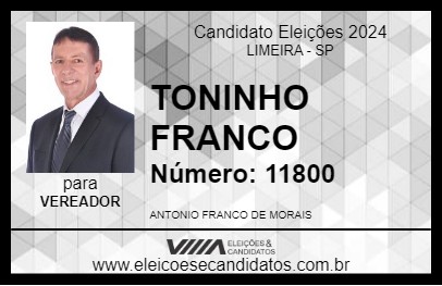 Candidato TONINHO FRANCO 2024 - LIMEIRA - Eleições