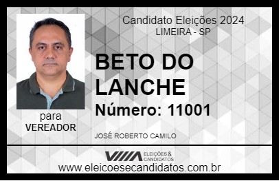 Candidato BETO DO LANCHE 2024 - LIMEIRA - Eleições