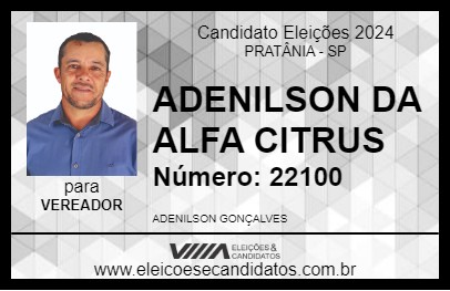 Candidato ADENILSON DA ALFA CITRUS 2024 - PRATÂNIA - Eleições