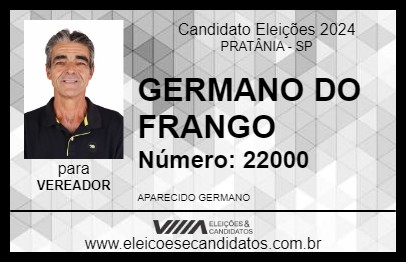 Candidato GERMANO DO FRANGO 2024 - PRATÂNIA - Eleições