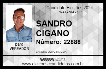 Candidato SANDRO CIGANO 2024 - PRATÂNIA - Eleições