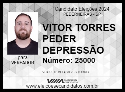 Candidato VITOR TORRES PEDER DEPRESSÃO 2024 - PEDERNEIRAS - Eleições