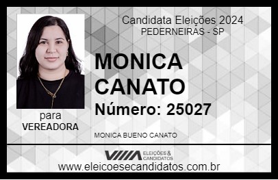 Candidato MONICA CANATO 2024 - PEDERNEIRAS - Eleições