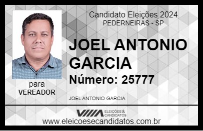 Candidato JOEL ANTONIO GARCIA 2024 - PEDERNEIRAS - Eleições