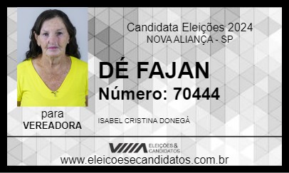 Candidato DÉ FAJAN 2024 - NOVA ALIANÇA - Eleições