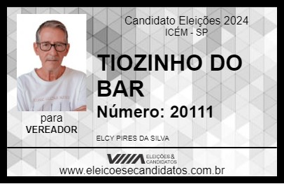 Candidato TIOZINHO DO BAR 2024 - ICÉM - Eleições