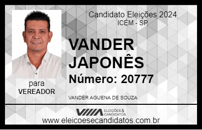 Candidato VANDER JAPONÊS 2024 - ICÉM - Eleições