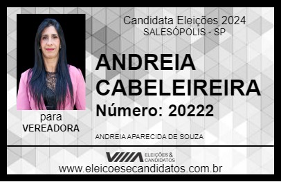 Candidato ANDREIA CABELEIREIRA 2024 - SALESÓPOLIS - Eleições