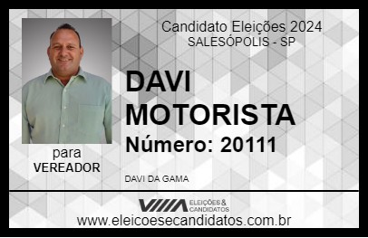 Candidato DAVI MOTORISTA 2024 - SALESÓPOLIS - Eleições