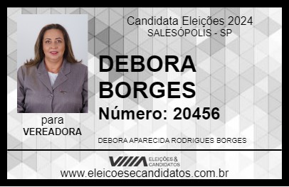 Candidato DEBORA BORGES 2024 - SALESÓPOLIS - Eleições