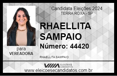 Candidato RHAELLITA SAMPAIO 2024 - TERRA ROXA - Eleições