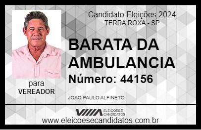 Candidato BARATA DA AMBULANCIA 2024 - TERRA ROXA - Eleições