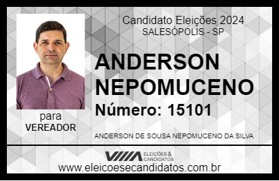 Candidato ANDERSON NEPOMUCENO 2024 - SALESÓPOLIS - Eleições