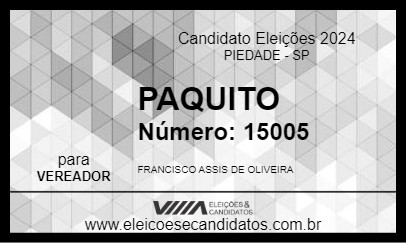 Candidato PAQUITO 2024 - PIEDADE - Eleições