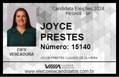 Candidato JOYCE PRESTES 2024 - PIEDADE - Eleições