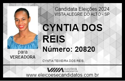 Candidato CYNTIA DOS REIS 2024 - VISTA ALEGRE DO ALTO - Eleições