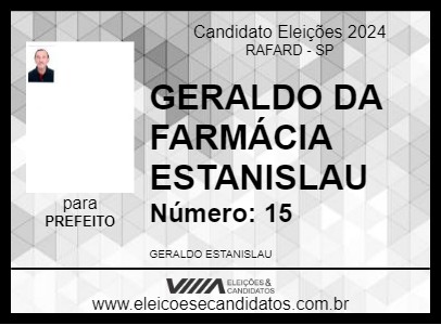 Candidato GERALDO DA FARMÁCIA ESTANISLAU 2024 - RAFARD - Eleições