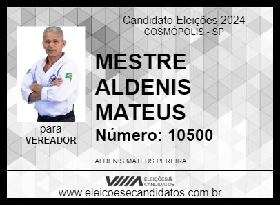 Candidato MESTRE ALDENIS MATEUS 2024 - COSMÓPOLIS - Eleições