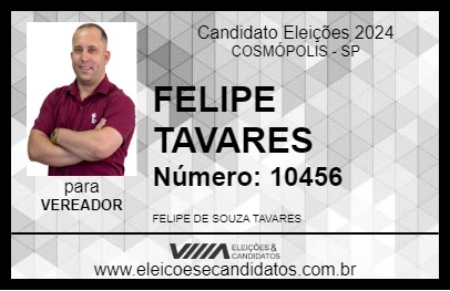 Candidato FELIPE TAVARES 2024 - COSMÓPOLIS - Eleições