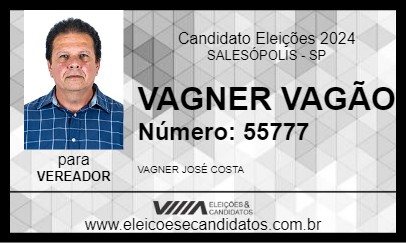 Candidato VAGNER VAGÃO 2024 - SALESÓPOLIS - Eleições