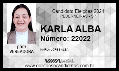 Candidato KARLA ALBA 2024 - PEDERNEIRAS - Eleições