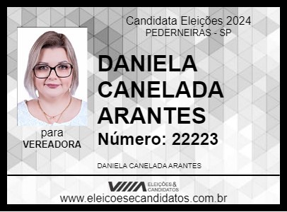 Candidato DANIELA CANELADA ARANTES 2024 - PEDERNEIRAS - Eleições