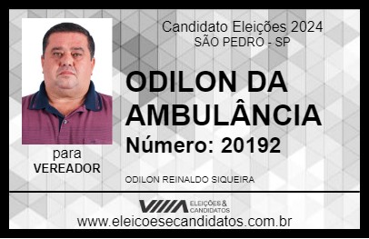 Candidato ODILON DA AMBULÂNCIA 2024 - SÃO PEDRO - Eleições