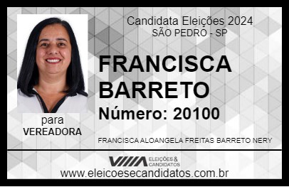 Candidato FRANCISCA BARRETO 2024 - SÃO PEDRO - Eleições