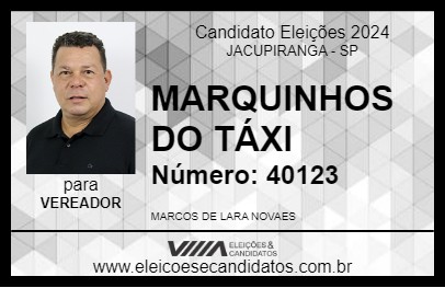 Candidato MARQUINHOS DO TÁXI 2024 - JACUPIRANGA - Eleições