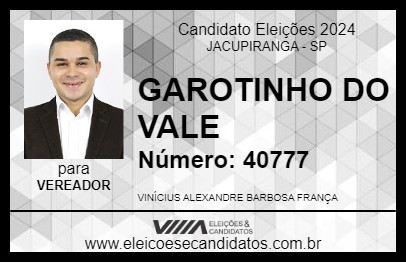 Candidato GAROTINHO DO VALE 2024 - JACUPIRANGA - Eleições