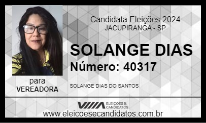 Candidato SOLANGE DIAS 2024 - JACUPIRANGA - Eleições