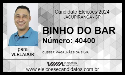 Candidato BINHO DO BAR 2024 - JACUPIRANGA - Eleições