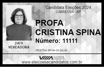 Candidato PROFA CRISTINA SPINA 2024 - CABREÚVA - Eleições