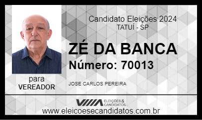 Candidato ZÉ DA BANCA 2024 - TATUÍ - Eleições